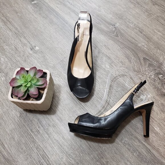 Nine West Wable Peep Toe Sling Back Platform Heel Sz 8.5 - Picture 1 of 10